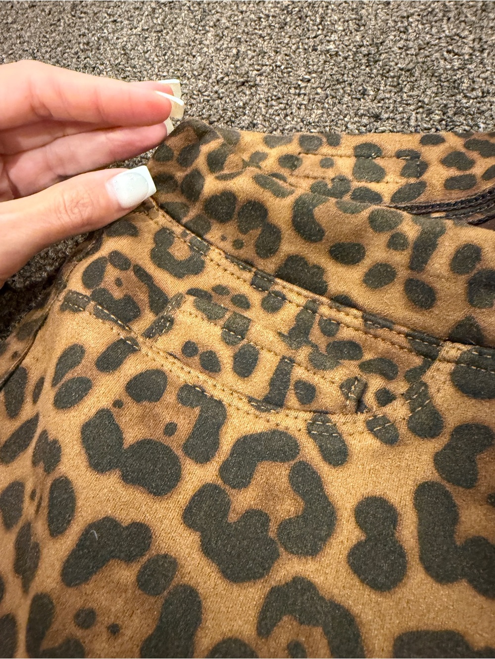 Leopard Print Flare Jeans in Mustard Brown - Picture 4 of 8